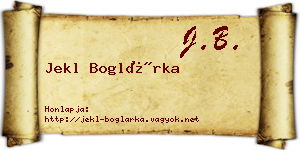 Jekl Boglárka névjegykártya